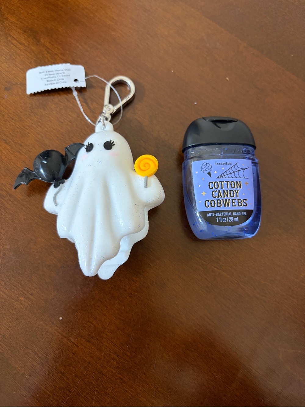 Bath & Body Works Cotton Candy Cobwebs PocketBac with Ghost Keychain